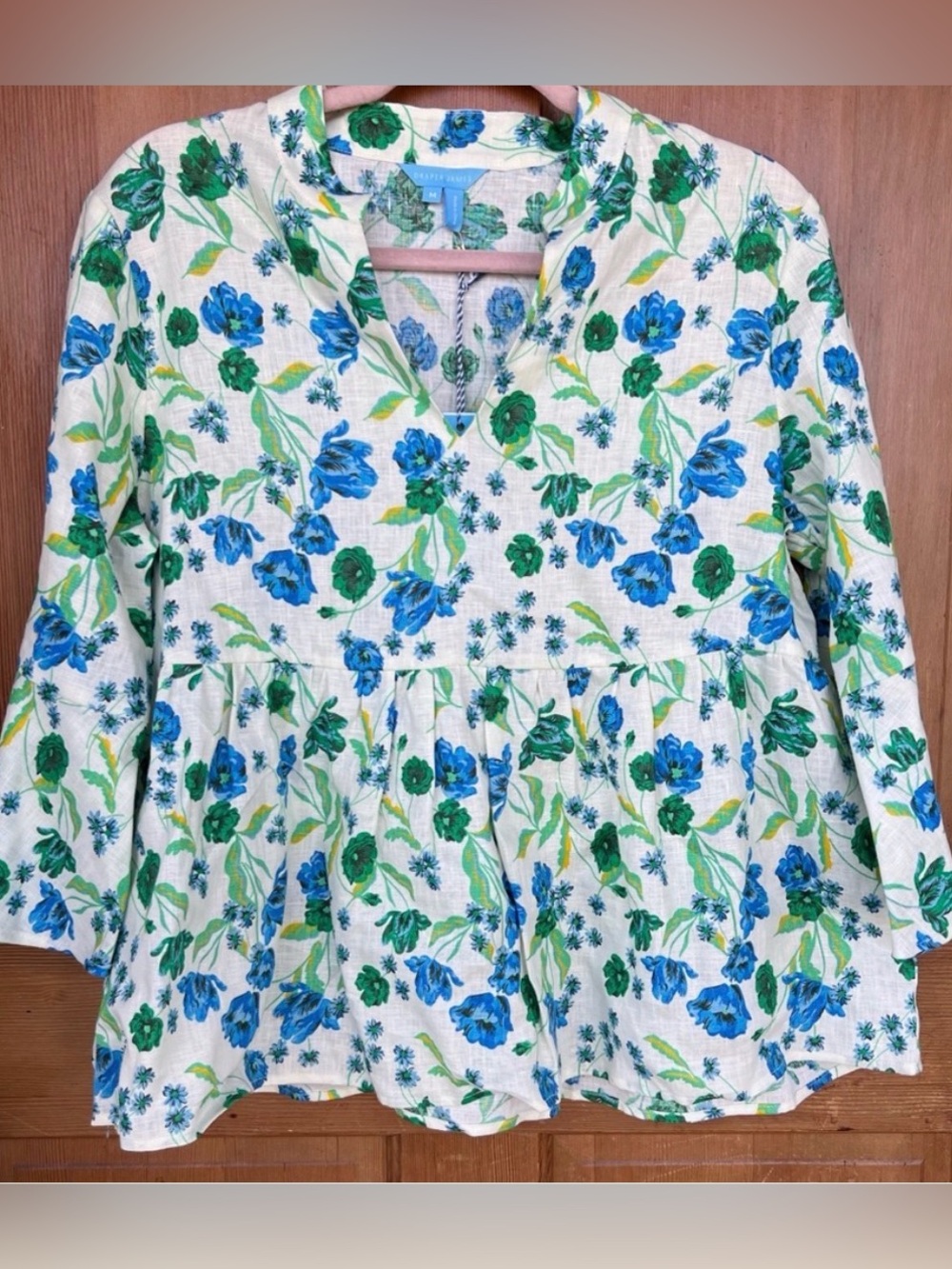 NWT Draper James Maya Floral Field Poppy Linen Shirt M